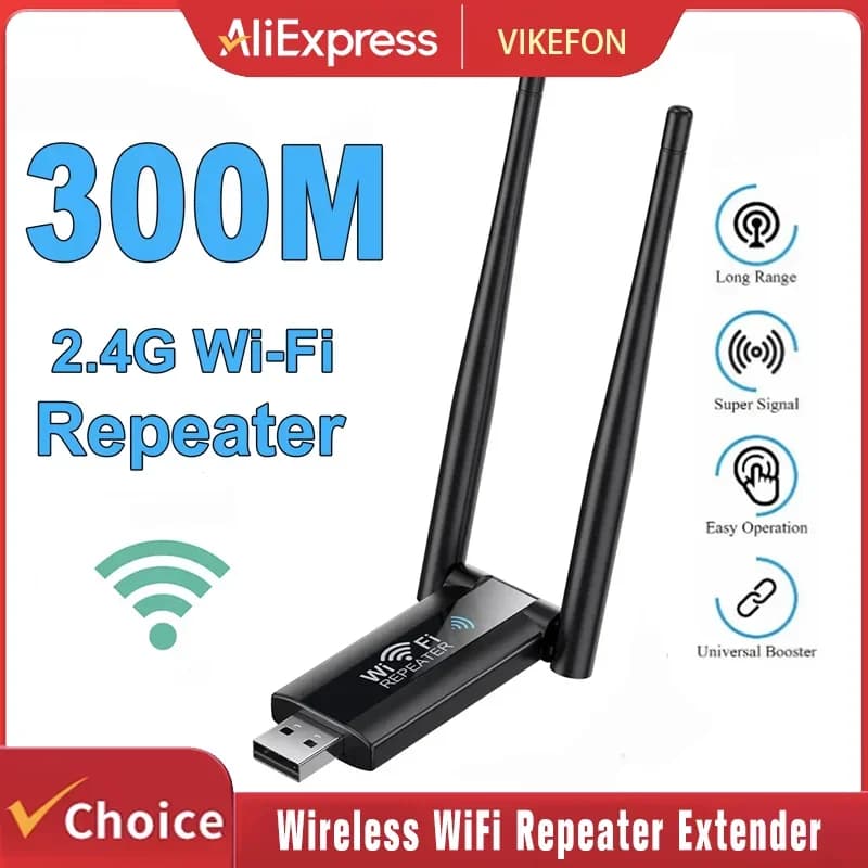 Estensore USB wireless Ripetitore WiFi 2.4G 300Mbps Amplificatore di segnale WiFi Booster Router Wi-Fi a lungo raggio Estensione di rete domestica