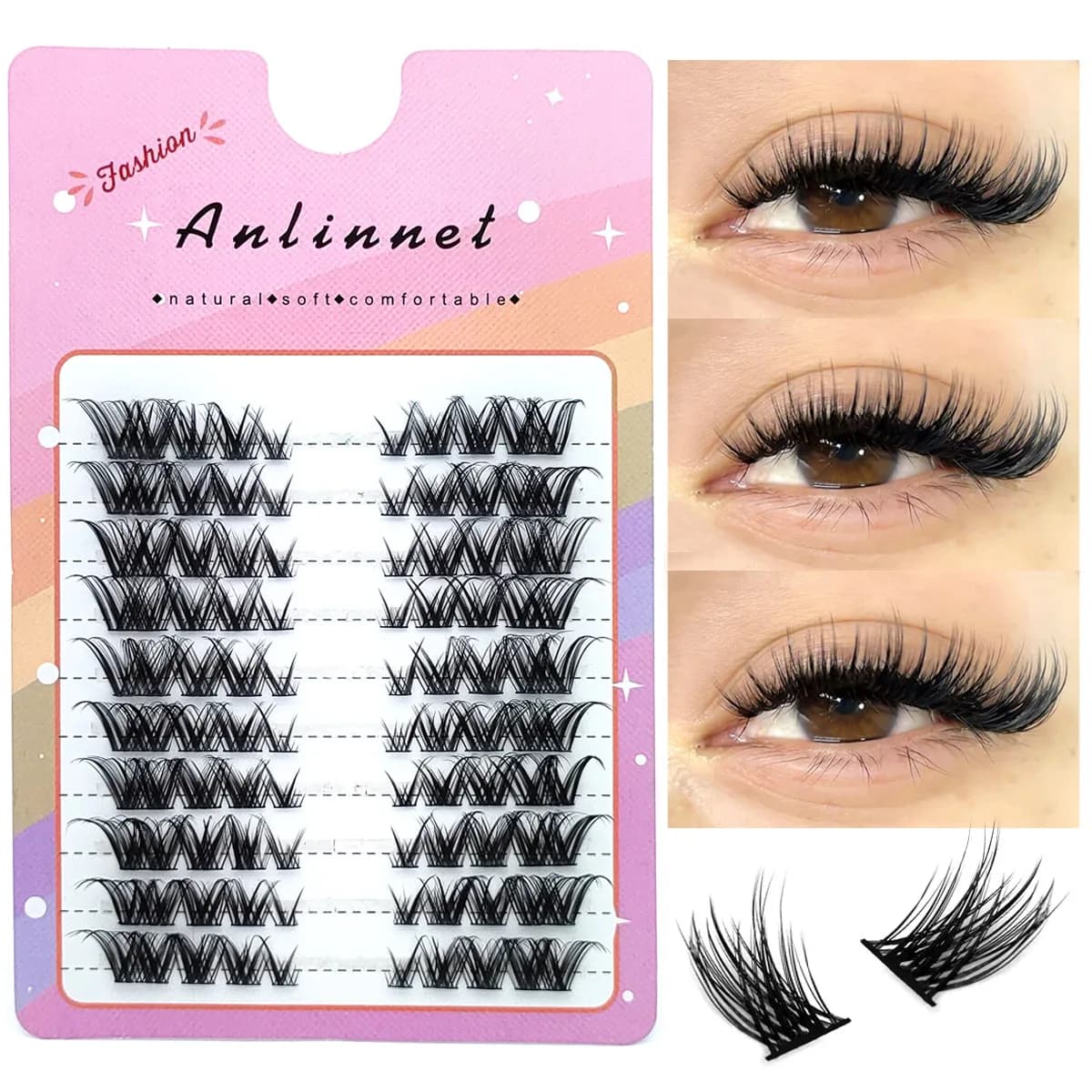 Fox Ciglia False 1 scatola 80 Bundles Mink Eyelashes Extension Volume Naturale Ciglia Faux 3D Russo 8-13mm Mix Lashes Trucco