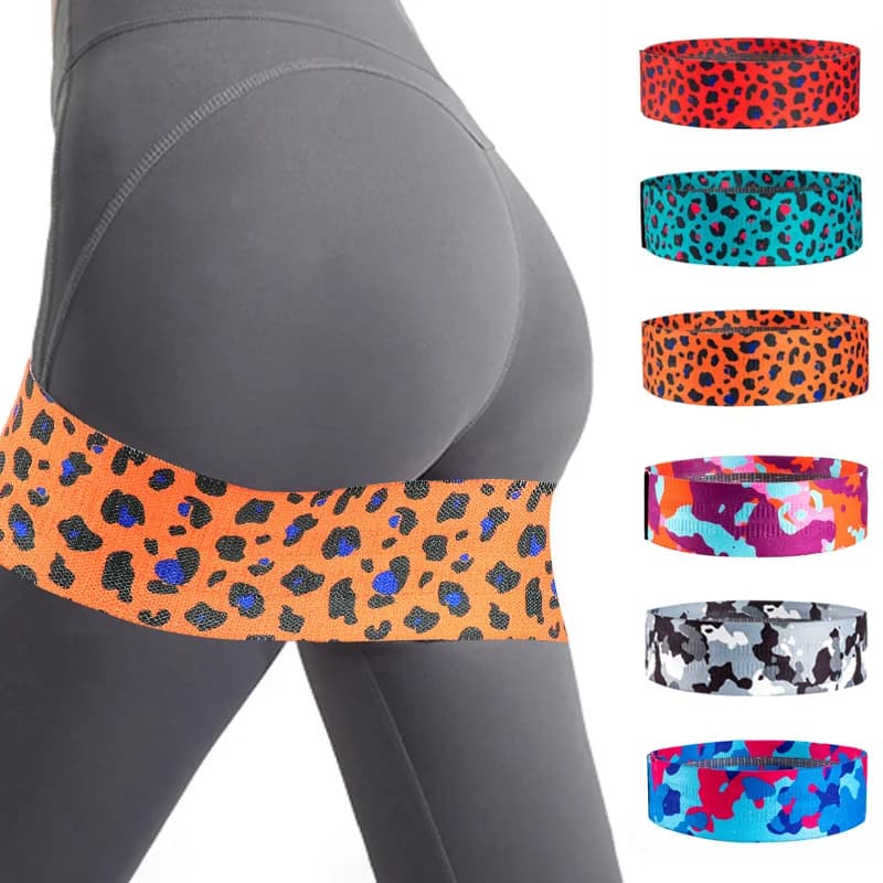 Leopard Print Booty Bands, Non-Slip Fabric Resistance Loop for Glute Workout, Yoga Pilates Home Gym Equipment