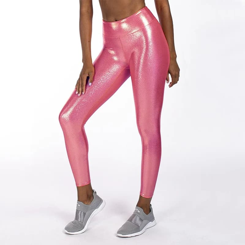 Leggings da Yoga Slim Fit con Lamina Dorata, Vita Alta 9 Pollici, Traspiranti per Allenamento Donna