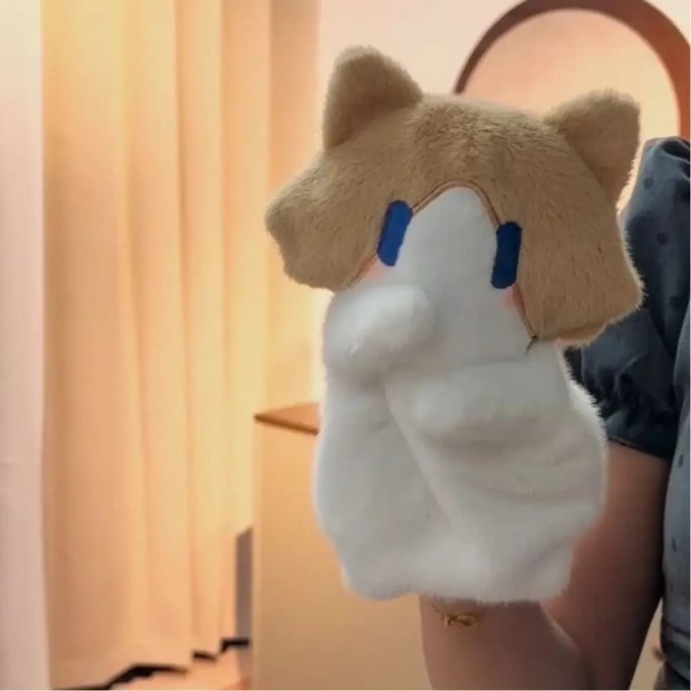 Parent Child Soft Fluffy Cat Hand Puppet Stuffed Animal Role Play Kitten Glove Cartoon Cute Cat Interactive