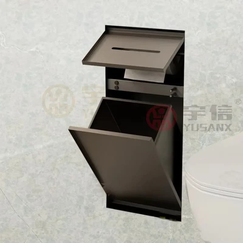 Nicchia a scomparsa per carta igienica e cestino in SUS304 per bagno, con porta rotolo di carta igienica integrato