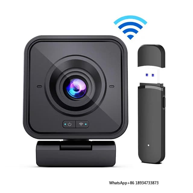 Webcam Wireless 1080P Full HD 2.4G, Conference Camera, Webcam Smart WiFi with Portrait Tracking for Meetings Domestic Videos and PCs