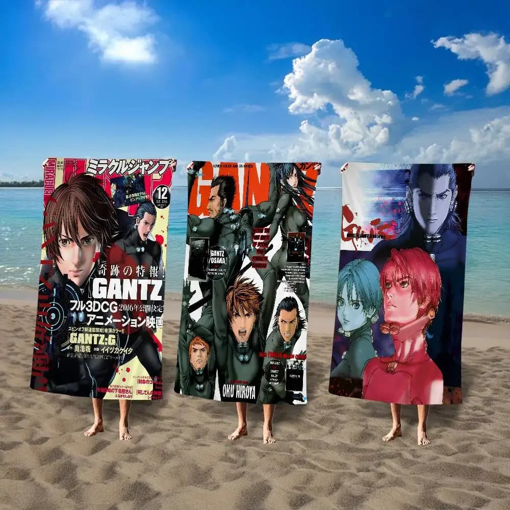 Asciugamani da Spiaggia in Microfibra Grandi con Motivo Anime Giapponese Gantz, Asciugatura Rapida, per Spiaggia, Piscina, Viaggi, Nuoto e Yoga