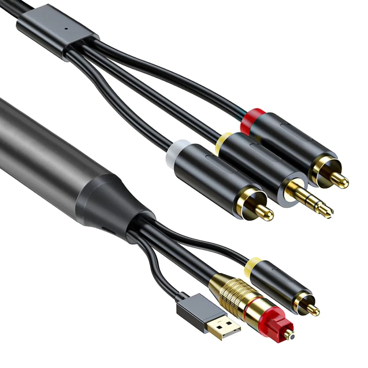 Digital-analog Audio conversion cable, digital audio cable SPDIF/optic and analogue cable L/R RCA for Xbox/PS5/ TV