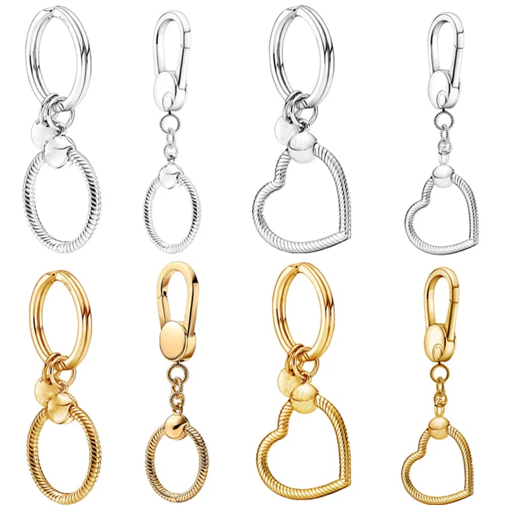 2023 New Silver Colour Jewelry Fashion Gold Key Ring Key Chain Fit Original Charms & Pendant DIY for Women Gift