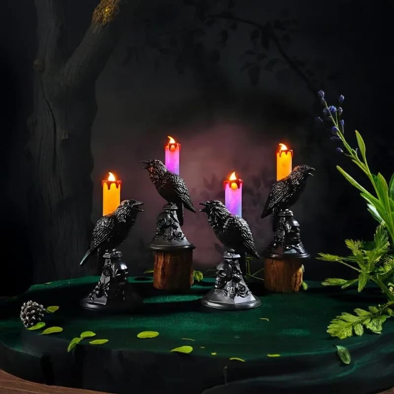 Stampo per candele a forma di teschio di corvo gotico con rosa, attrezzi per l'artigianato in lana per la creazione fai-da-te di candele e portacandele