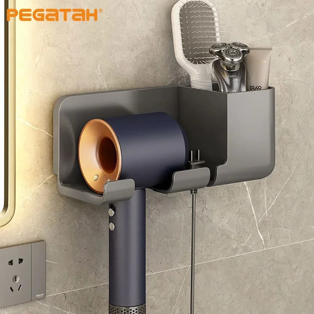 Hair Dryer Holder Wall Mounted Wall Dryer Cradle Straightener Stand Hairdryer Blow Dryer Organizer for Bathroom Shelves