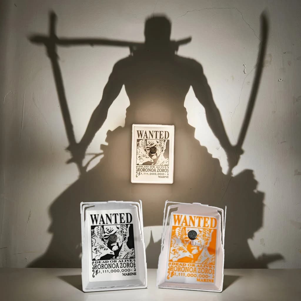 Lampada da Parete Bandai One Piece Zoro, Accessori Anime, Luce Notturna Roronoa, Modellino Dragon Ball, Giocattoli da Collezione per Bambini