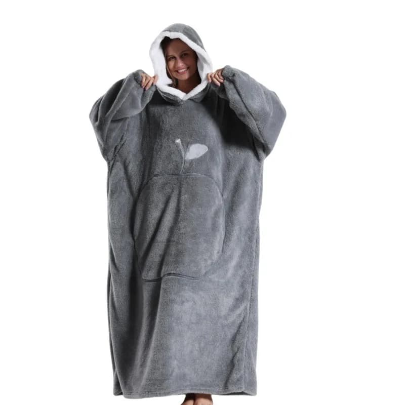 Coperte indossabili extra lunghe Coperta invernale con cappuccio in flanella Uomo Donna Comodo tiro morbido Coperta TV per adulti Vestiti per la casa a prova di freddo