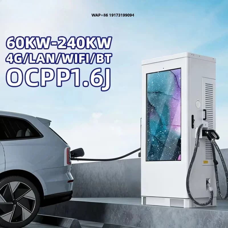 Floor Mounted Dual 60kW Dc Fast Charger CCS2 GBT EV Charging Station with 55inch Advertising Screen