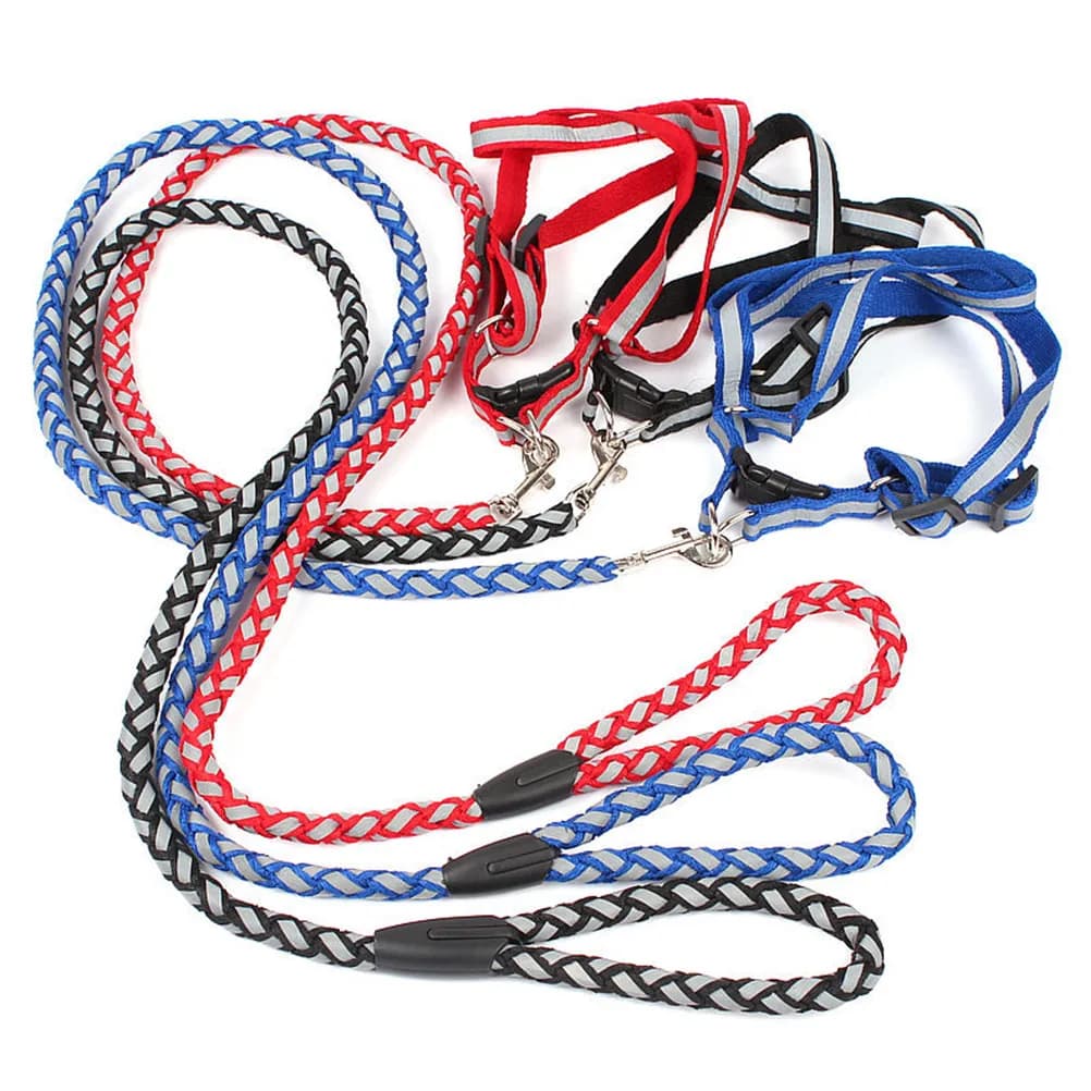 Pettorina e Guinzaglio Regolabile per Cani e Gatti, Design Anti-Strozzamento, Riflettente, Rossa, 1.5x120cm, Confortevole