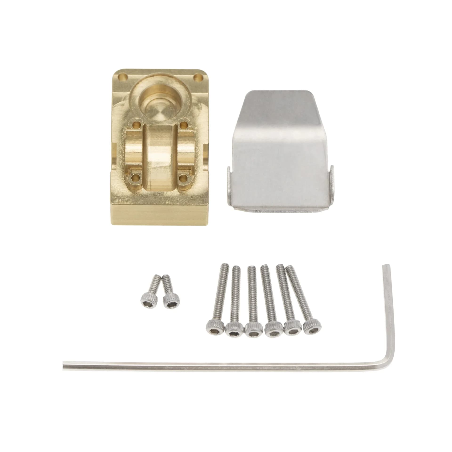 Brass cover for differential shaft weight + shaft protection plate for remote controlled climbing cars in scale 1/24 Axial SCX24 AXI00002