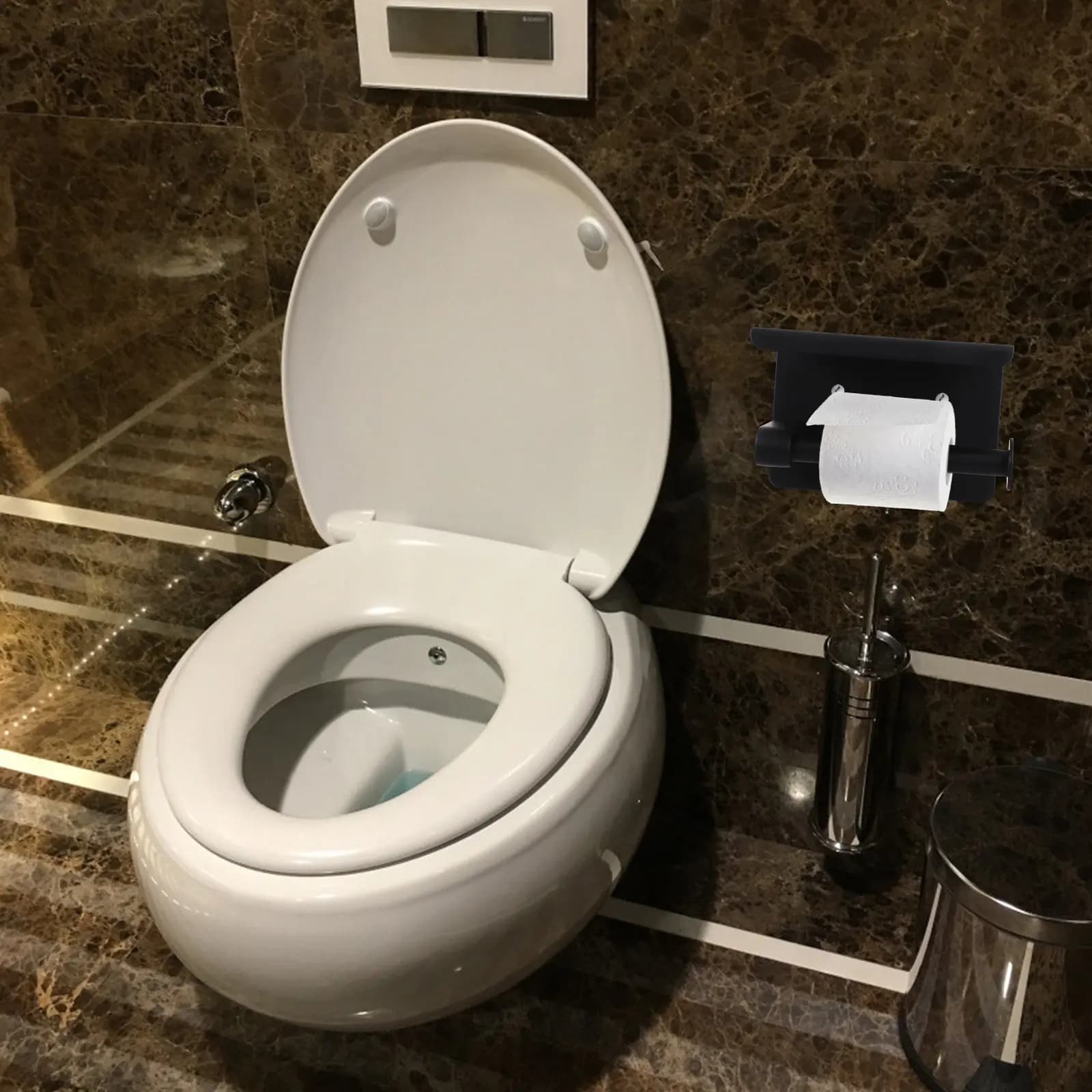 1Set Toilet Paper Holder Stainless Steel Bathroom Tissue Rack Phone Storage Shelf Minimalist Wall Mounted Storage Rack