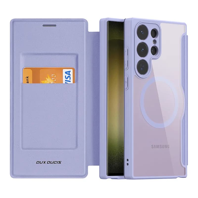 Custodie a Portafoglio Dux Ducis con Ricarica Wireless Magnetica Potente per Samsung Galaxy S26 S25 S24 Plus S23 Ultra Edge - Cover Posteriore