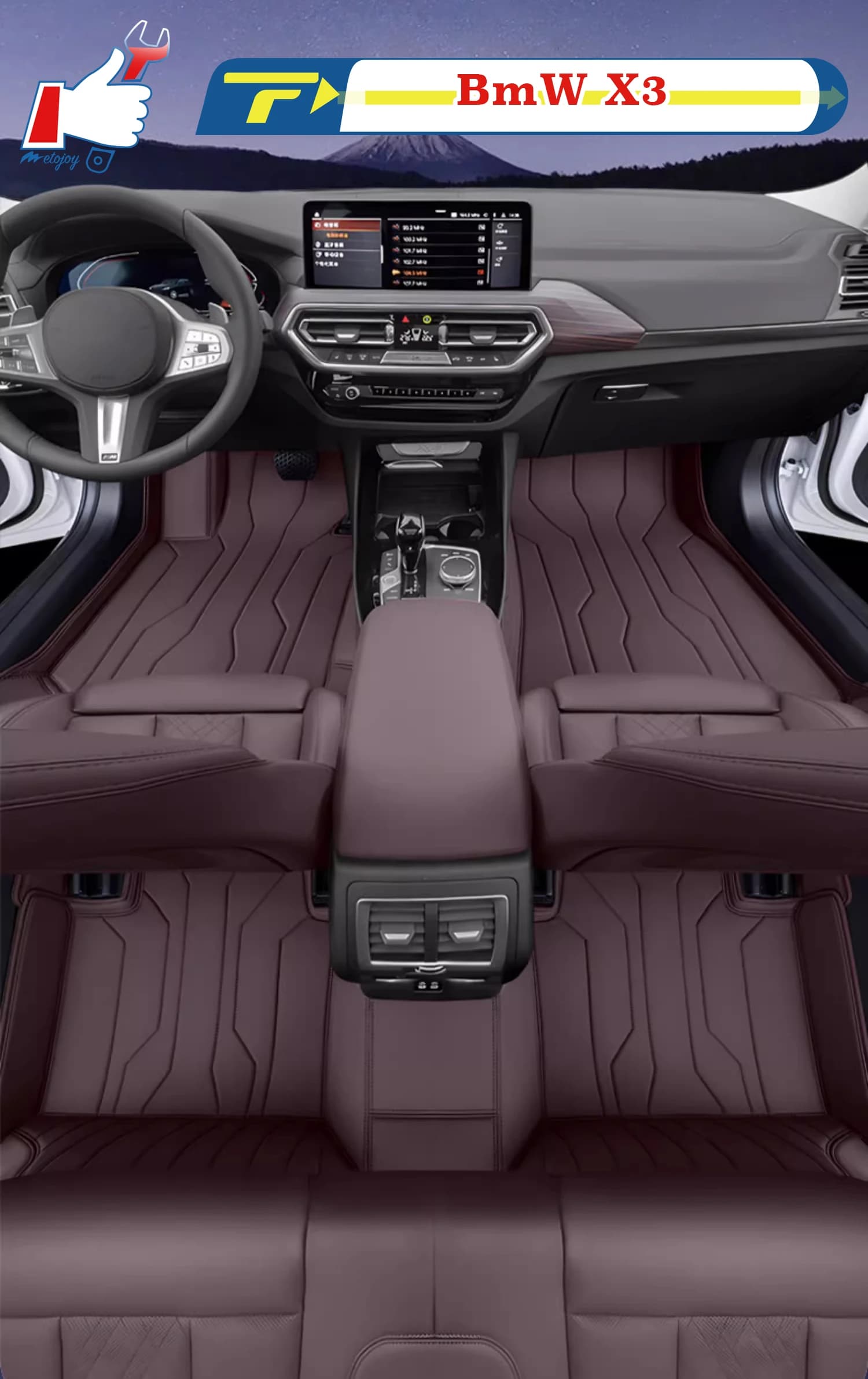 Carpet with left guide for BmW X3 2017-2025 Full-Surround Foot Mat Floor Mat Waterproof Mat