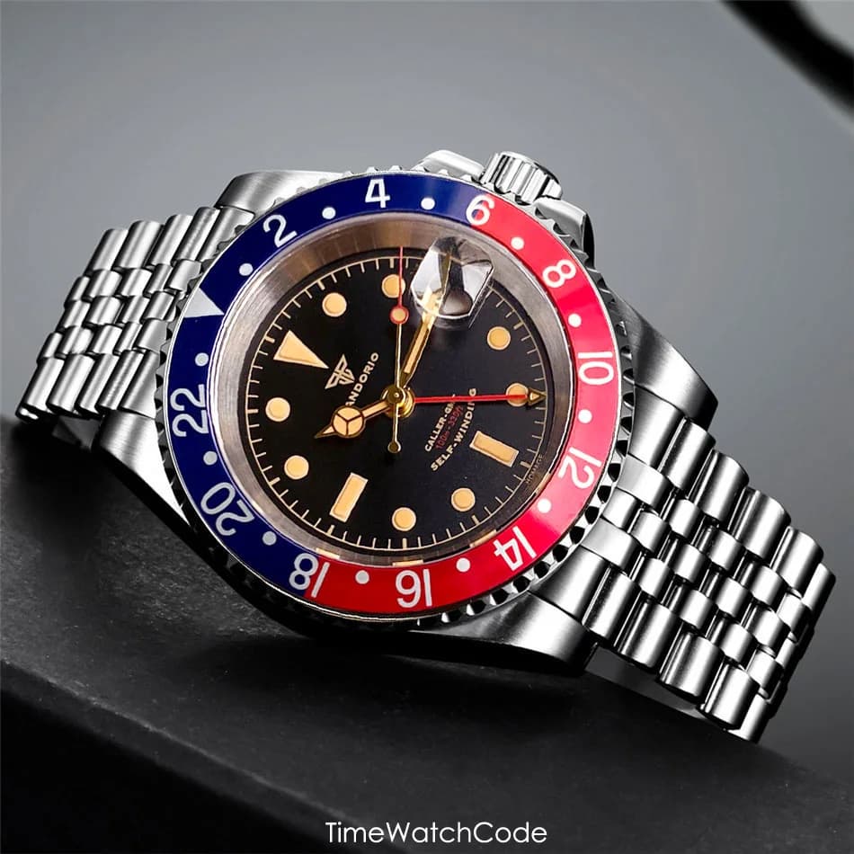 Tandorio Retro NH34A orologio automatico per uomo Diving GMT movimento Vintage luminoso zaffiro 20BAR bracciale impermeabile 316L 40mm