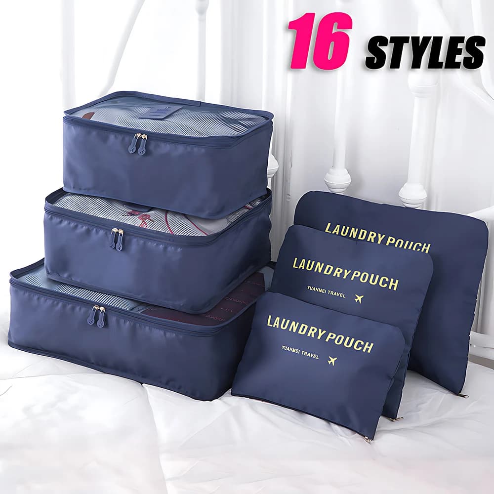 6Pcs Large Size Travel Packing Cubes Portable Luggage Clothes Shoe Cosmetic Separation Organizer Pouches