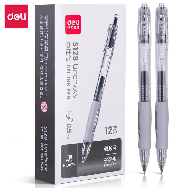 Deli 4 pezzi 0,5 mm penna gel inchiostro nero penna per ufficio penna per firma forniture per studenti scolastici penna aziendale forniture per ufficio di cancelleria