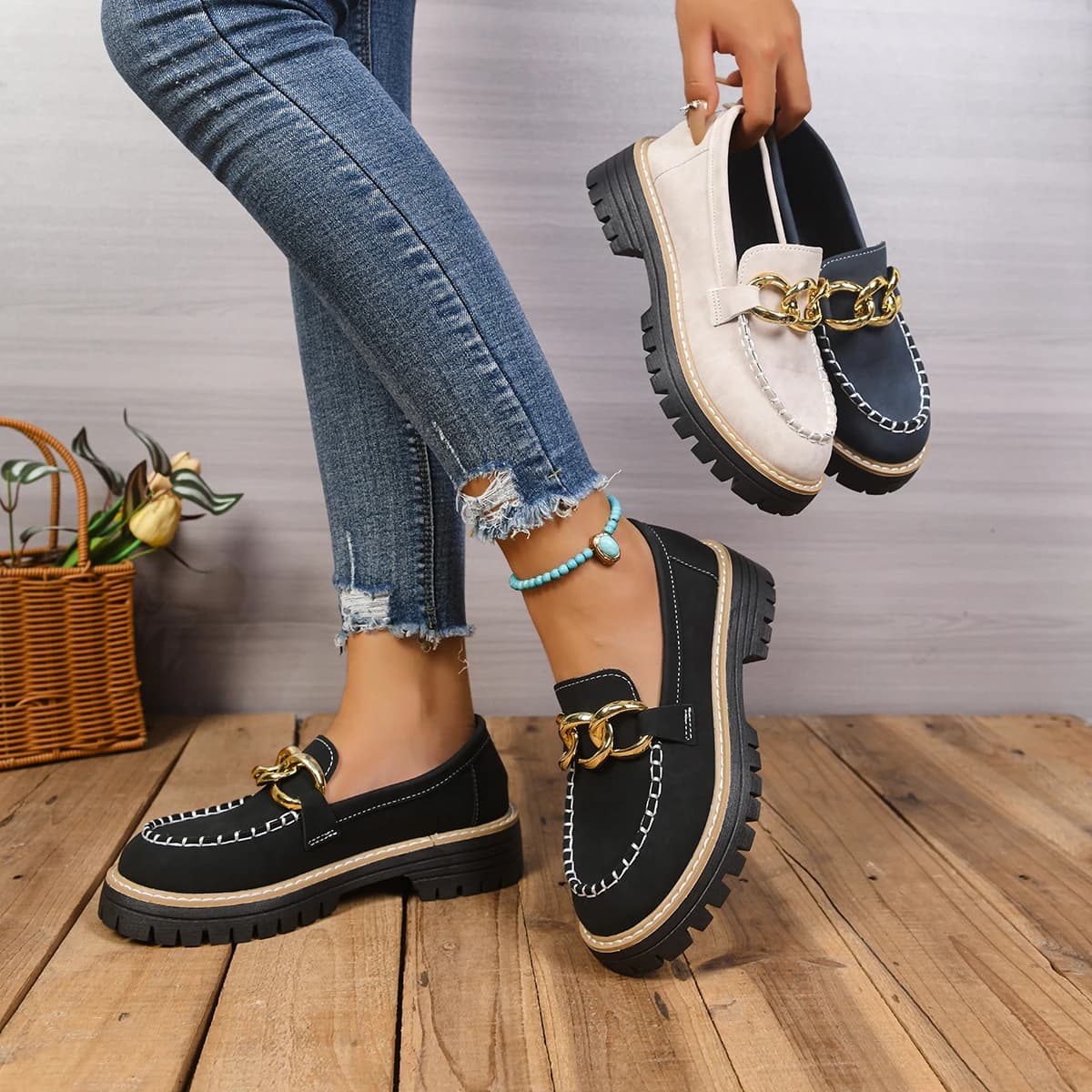 Women's comfortable non-slip shoes elegant moccasins with heels casual sneakers woman heel new shoes slip-on woman Zapatos De Mujer