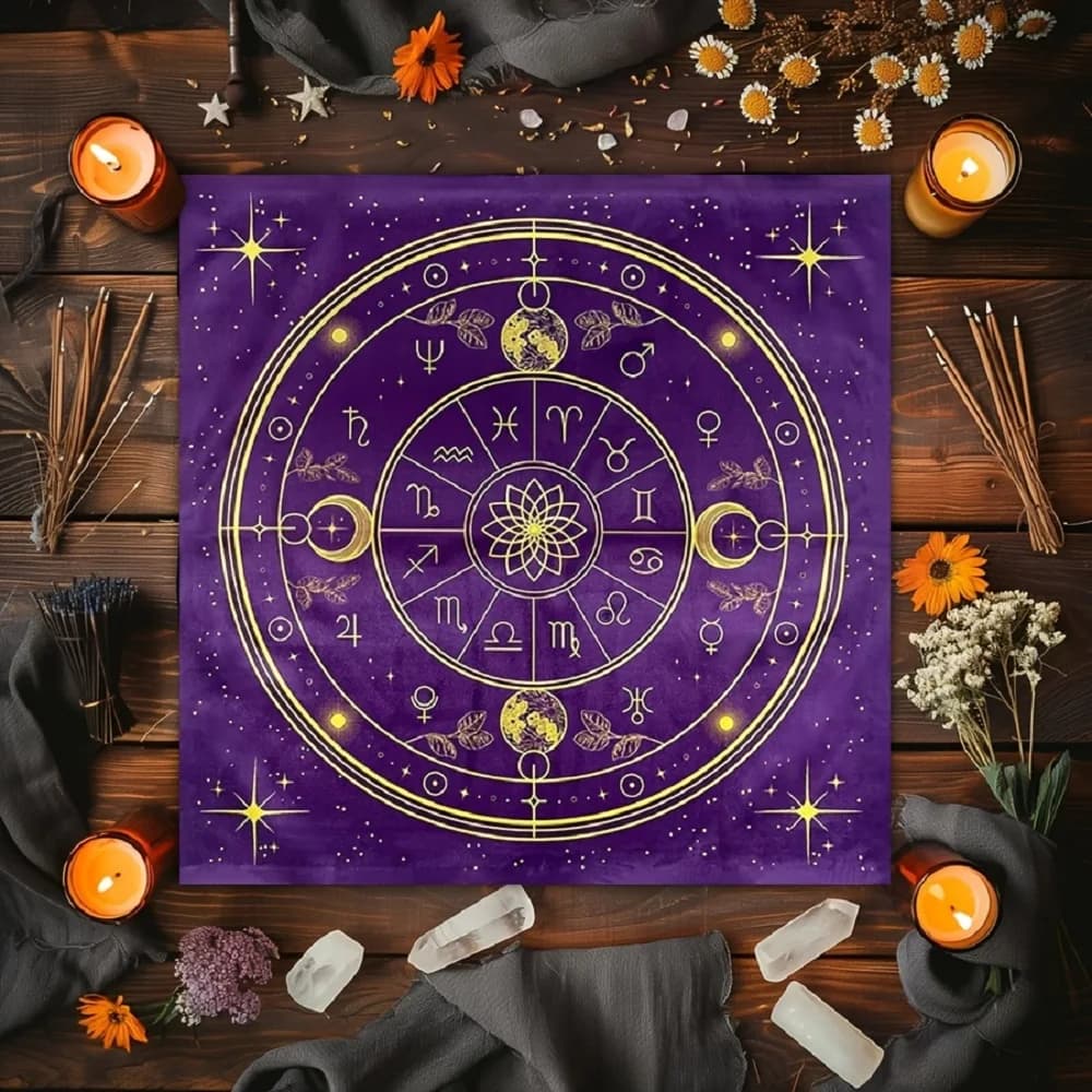 1 pezzo di tovaglia per altare dei Tarocchi con design a 78 carte - Tovaglia celeste stile strega, adatta per divinazione spirituale, meditazione