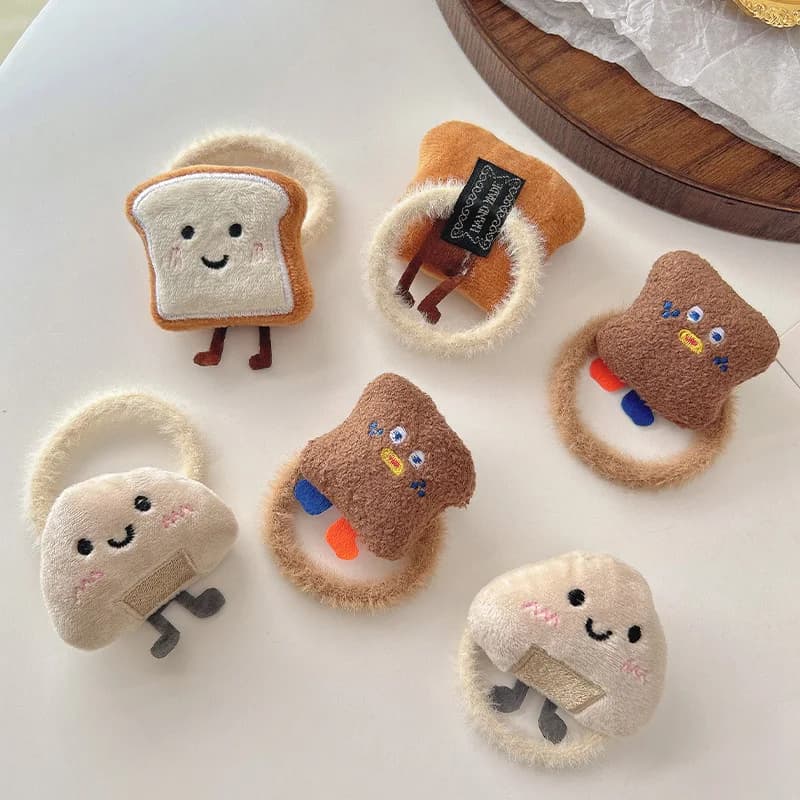 1pc cartoon rice and roll vegetables rope for bread hair ball head tie rope for cute hair elastic band for hair head