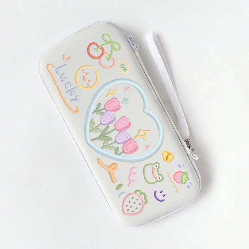 Borsa portaoggetti con fiore di tulipano per Nintendo Switch Custodia rigida impermeabile per console NS Custodia per accessori di gioco Nintend Switch