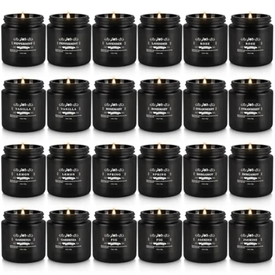 Set Regalo di 24 Candele Profumate - Candele in Cera di Soia per Feste, Yoga e Arredamento Casa, per Interni ed Esterni 3.05Oz