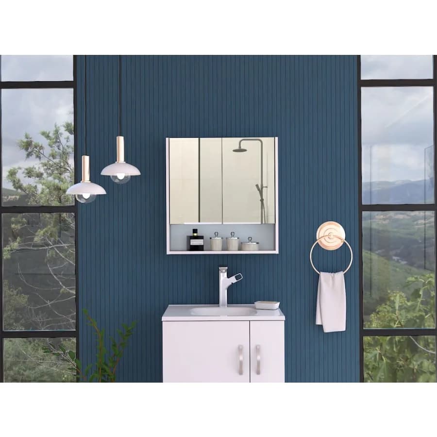 Armadietto per medicinali Ozark 24 con specchio, un ripiano, organizer da bagno nero con design sottile e finitura resistente per Compac