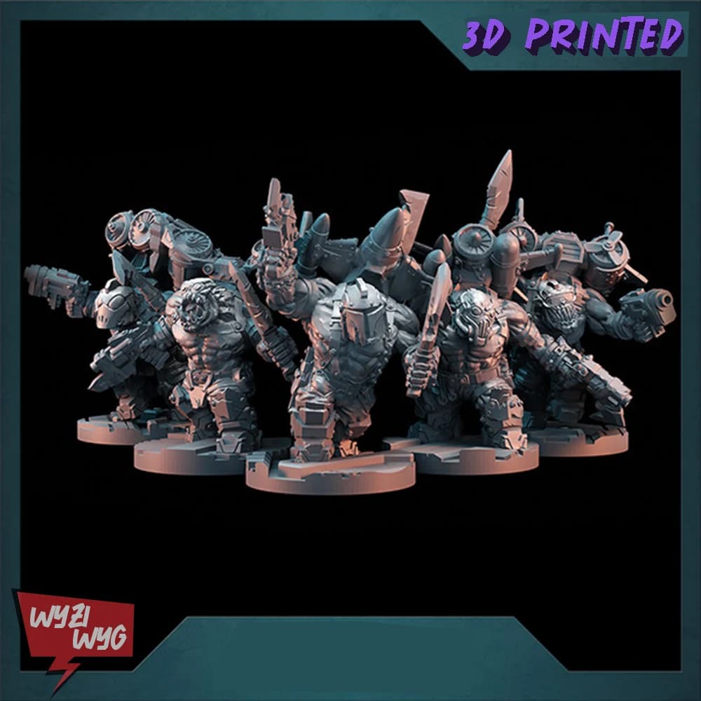 Armor Rocket Orcs in miniatura, figura di pelle verde, Walker, pistola al Plasma Robot, modello in resina stampata in 3D HD, Wargame per Proxy d'azione