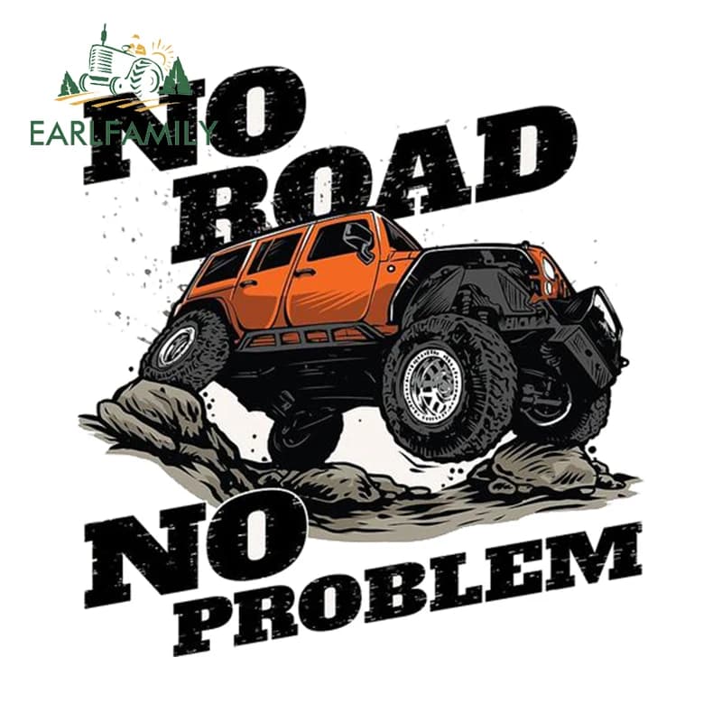 EARLFAMILY 13cm X 12.4cm No problem Off Road Mud Adventure car stickers sunscreen personality decals Car Styling