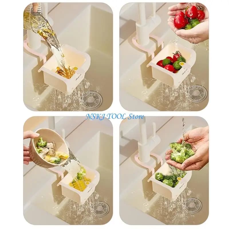 L8RC Auto Dump Faucet Mounted Sink Strainer Basket for Effortlessly Waste Disposal Space Saving Solution for Compact Kitchen