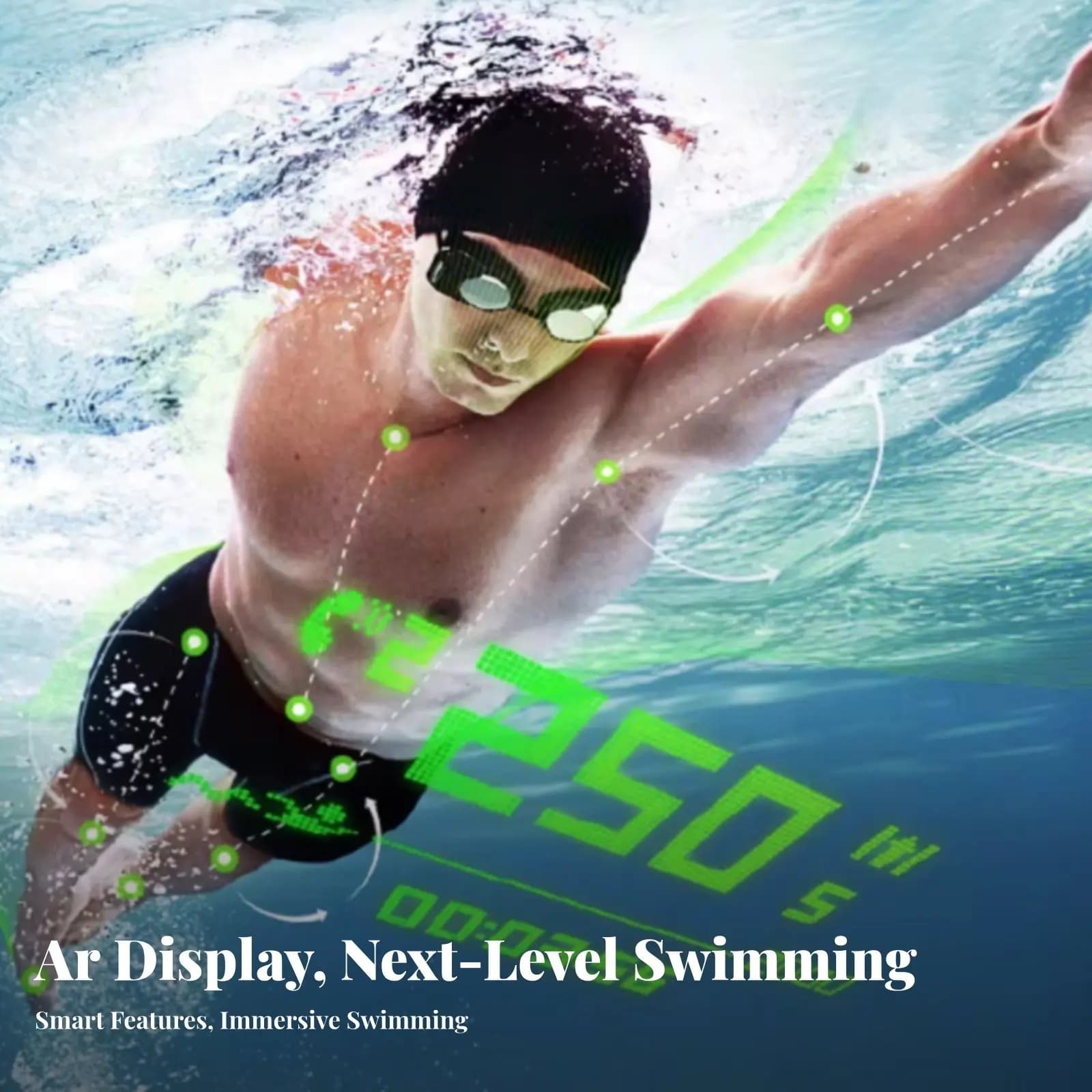 Occhiali da Nuoto Smart AR, Alta Definizione Antiappannamento, Display in Tempo Reale, Multimodali, Ideali come Regalo