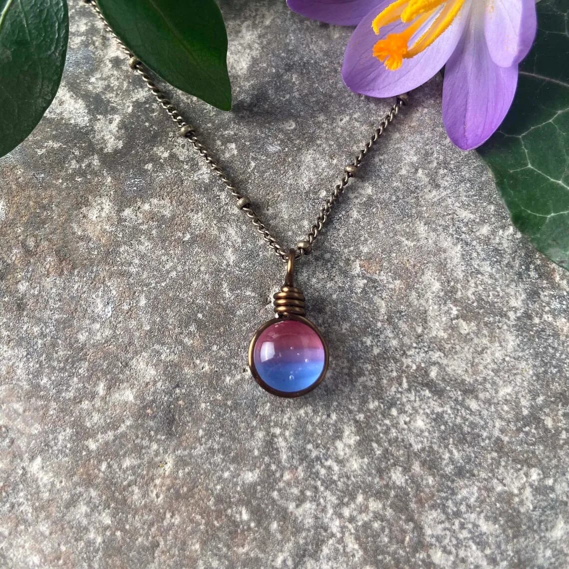 Bisexual Pride Necklace Bi Pride LGBT Jewelry Queer Subtle