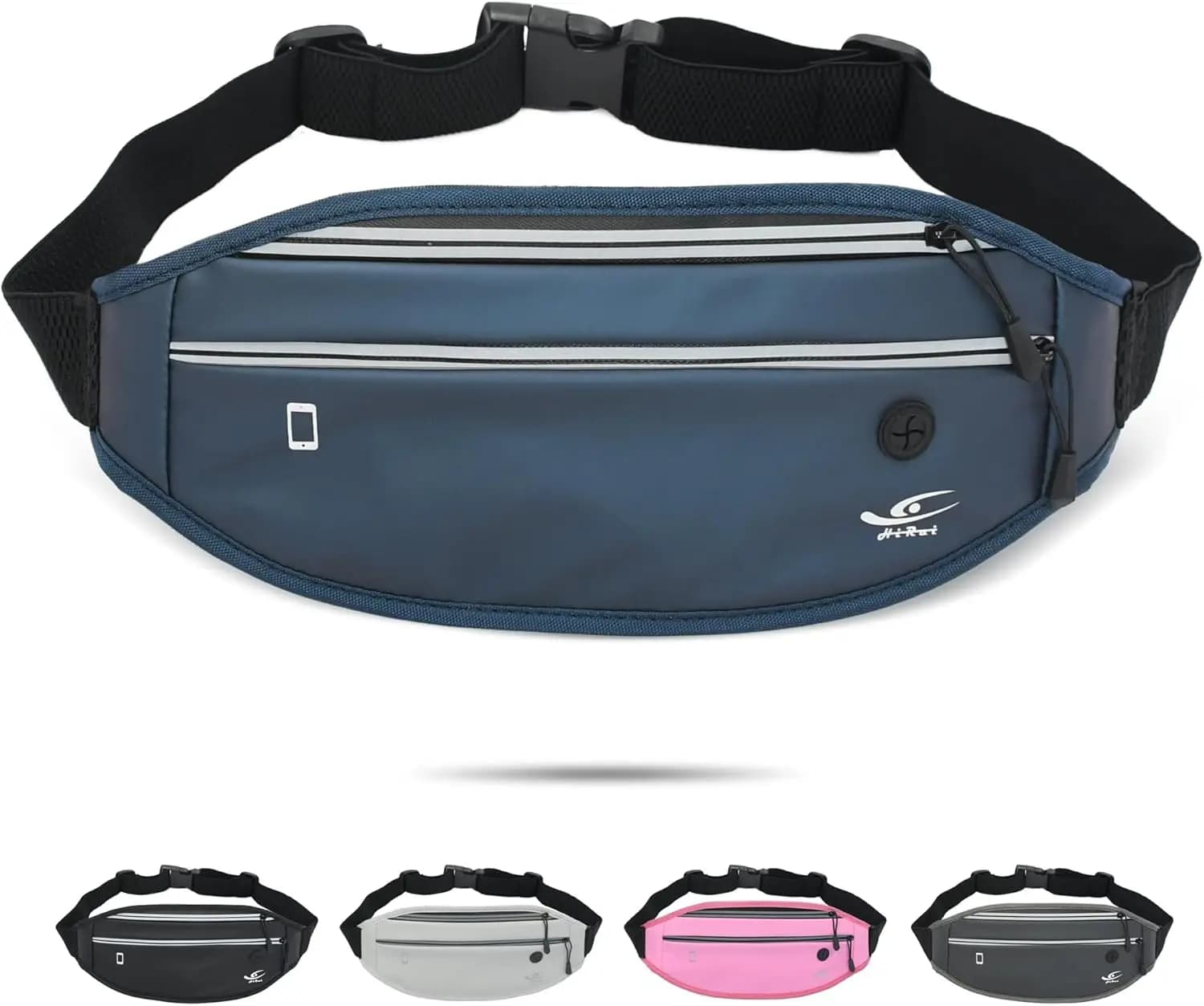 Men's and Women's Adjustable Suitcase, Reflective Belt for Running, Cycling, Hiking, Suitable for All Phones, Navy Blue