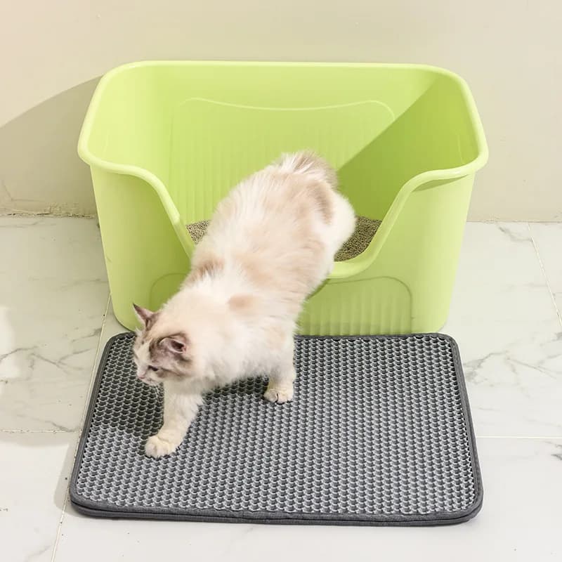 Tappetino per Lettiera Gatti a Doppio Strato a Nido d'Ape, Impermeabile e Lavabile, Antiscivolo, Deodorante in EVA Non Tossico, Accessori per Gatti