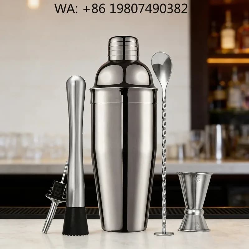 Classic Martini Drink Mixing Kit, 5Pcs 750ml Stainless Steel Boston Cocktail Shaker Essential Bartender Tools For Small Home Bar