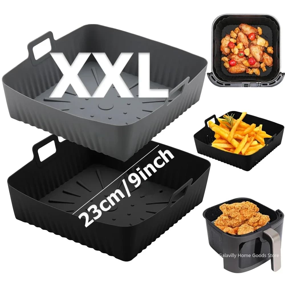 9" Silicone Air Frying Board for Cosori/Ninja 6-8QT - 23 cm square reusable baking tray, without oil and dishwasher safe