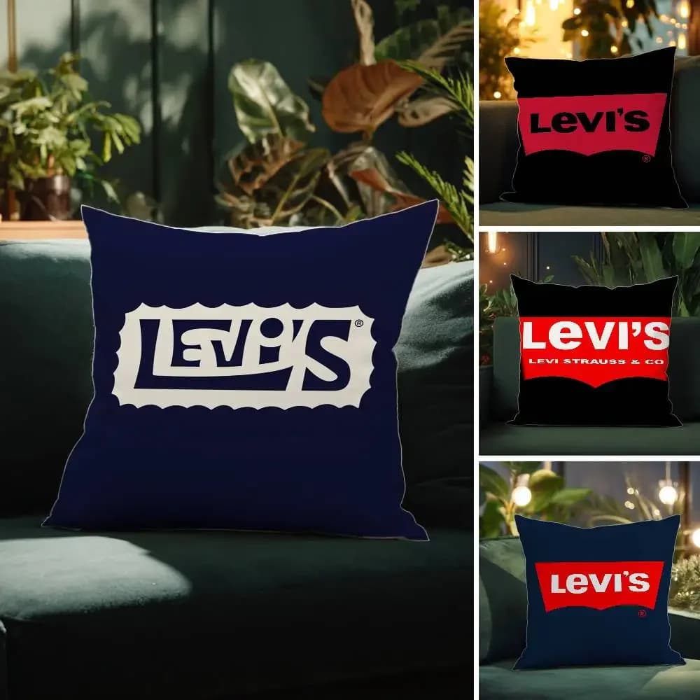 Luxury L-L-Levis-S Logo Pillow Federa for Decorative Square Cushion Pillow with Front-Retro Print for Sofa Home Decorations