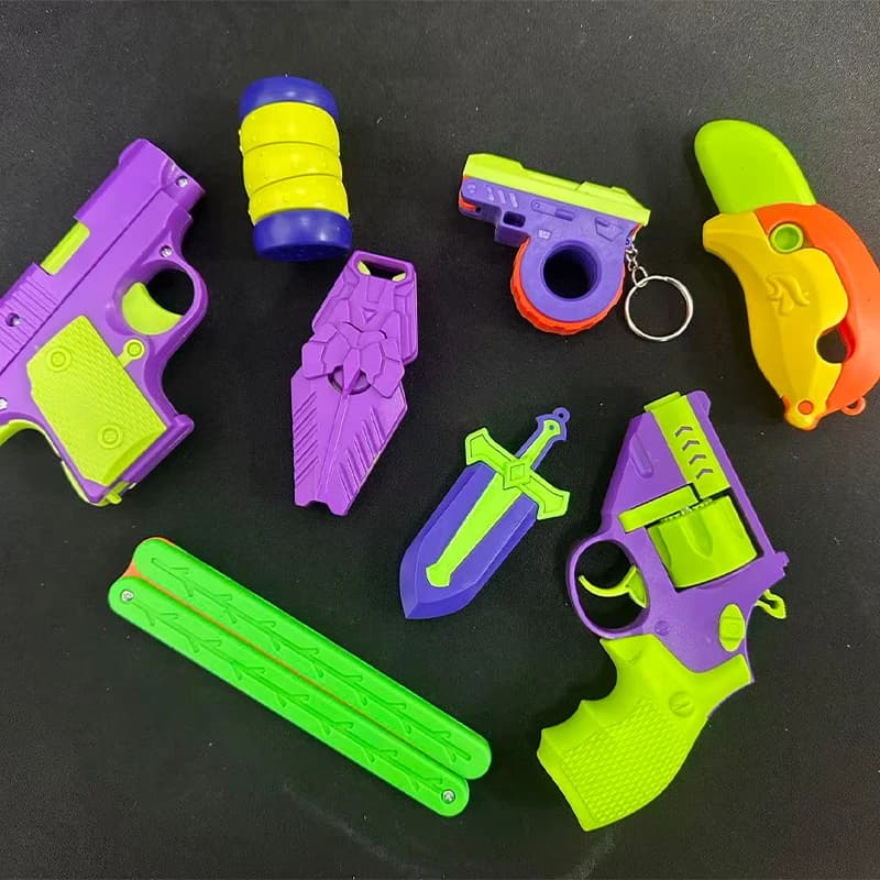 Set di 8 Pistole Giocattolo Antistress, Modello 1911 per Adulti e Bambini, Pistola della Pace Stampata in 3D con Slider Magnetico