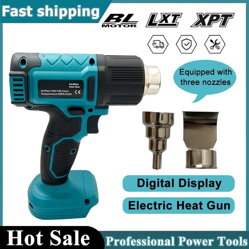 Fit Makita Pistola termica Pistola ad aria calda senza fili Pistola termica elettrica portatile industriale Temperatura batteria regolabile da 18 V