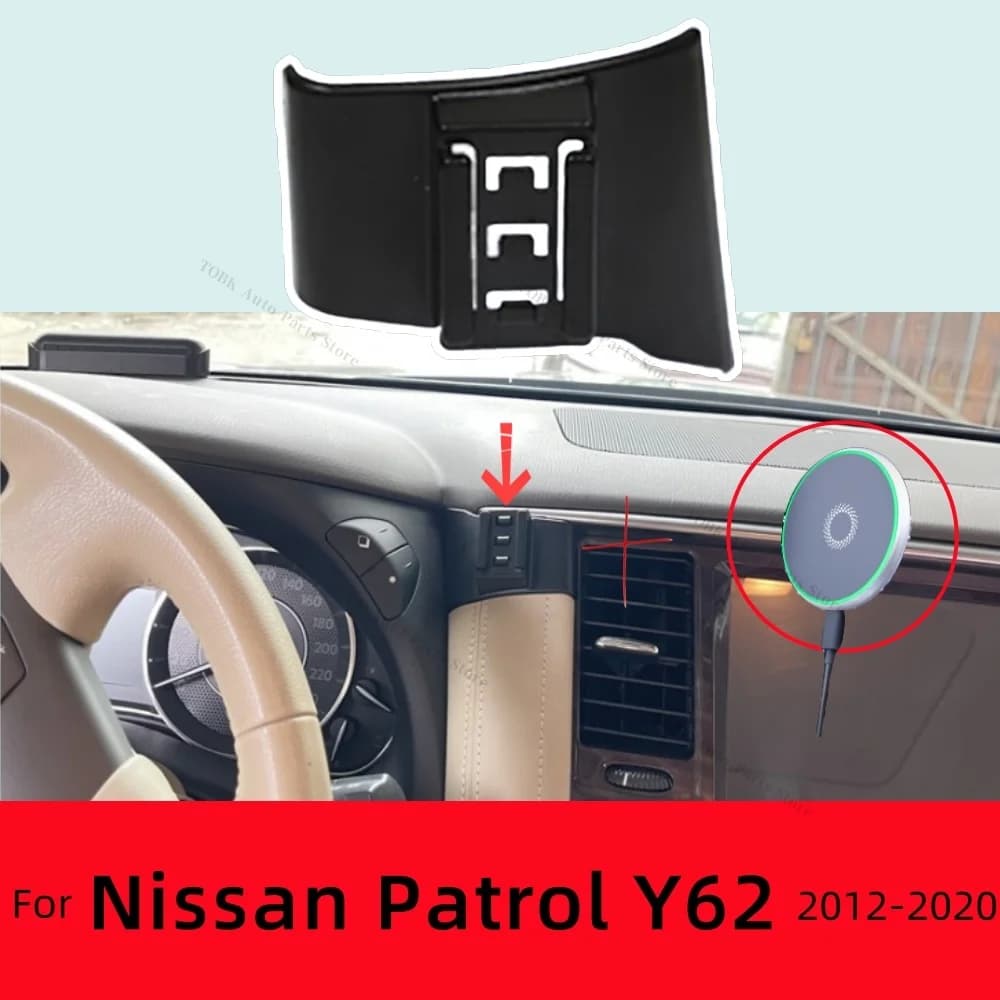 Magnetic Phone Support for Nissan Patrol Y62 2012-2020 2017 Wireless Charging Special Fixed Bracket Car Base Accessories
