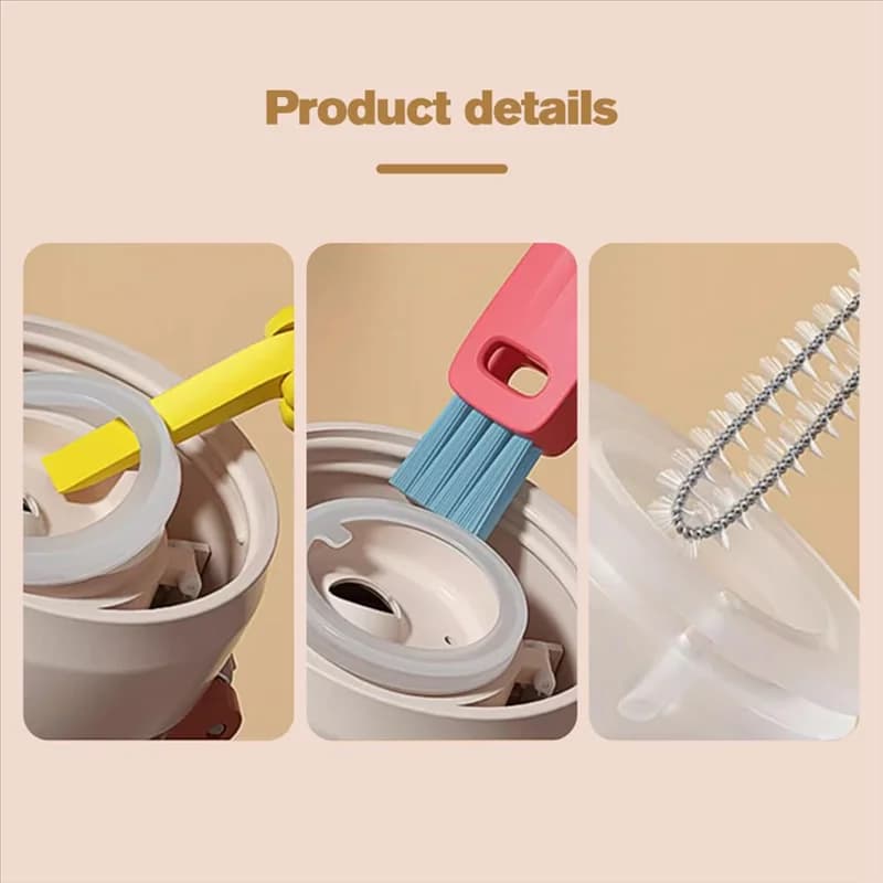 【Solo all'oggi!】Set di spazzole per la pulizia del coperchio della tazza premium multifunzionale 3 in 1 - Aiuta a migliorare l'igiene della cucina domestica, per pulire le tazze