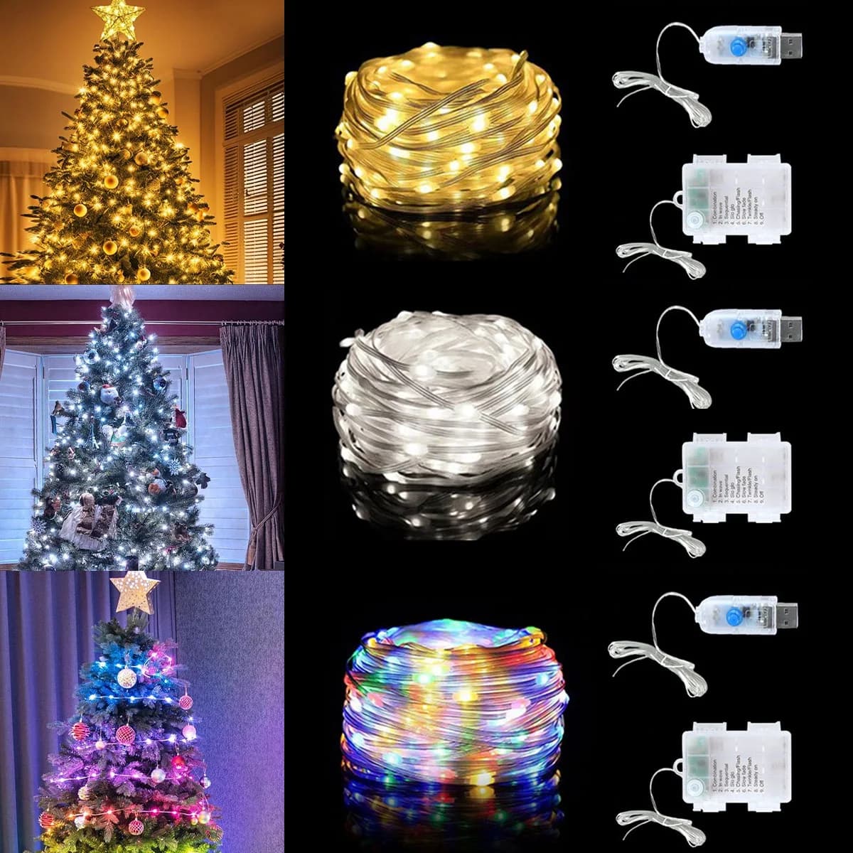 5/10M LED Leather Cord Lights Christmas Fairy Lights ghirlanda decorazioni per l'albero di natale per la casa 2024 Navidad Noel capodanno 2025