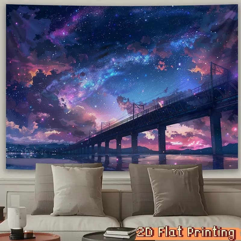 Cosmic Galaxy Starry Night Tapestry Wall Hanging Space Art Decor Milky Way Bridge Landscape Print 180x280cm