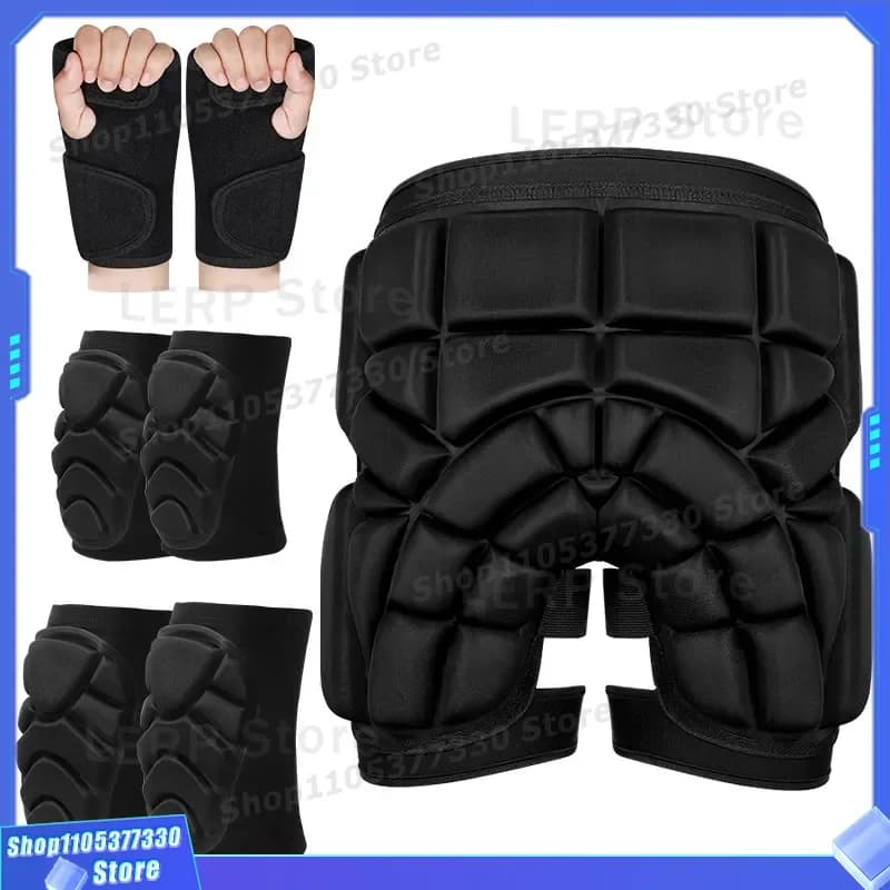 Adult Kids Ice Skating Hip Pads Anti Fall Butt Protector Wheel Skateboard Knee Elbow Guard Ski Sports Protective Gear Set
