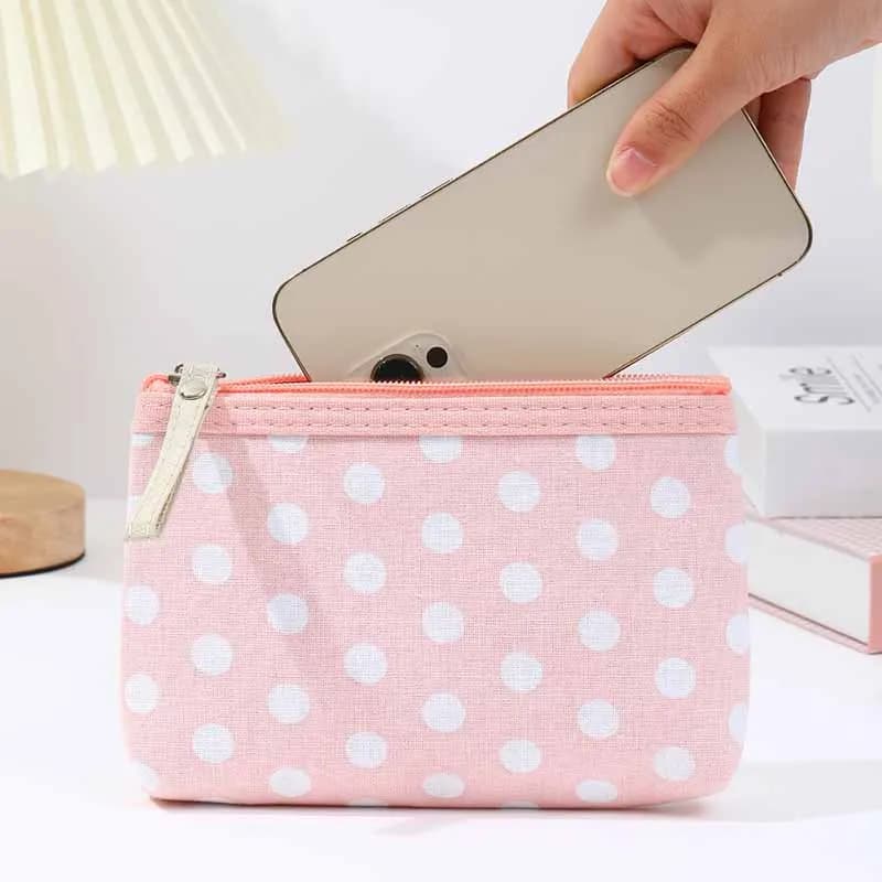 TWomen's Toiletries Organizer Case Portable Make Up Bags Case Travel Storage Bag Canvas Dot Print Women Cute Cosmetic Bag