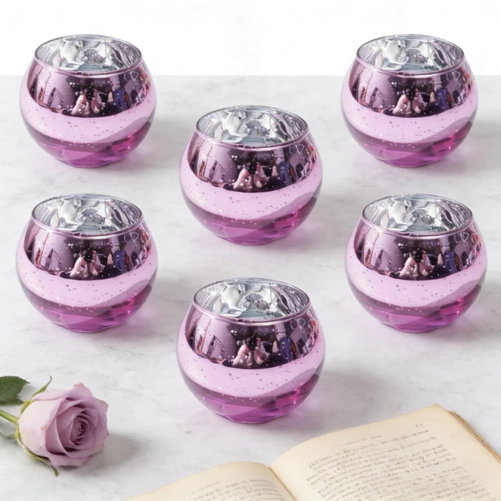 Set di 6/12 Portacandele in Vetro a Forma di Globo per Feste, Cene Romantiche e Arredamento Boho