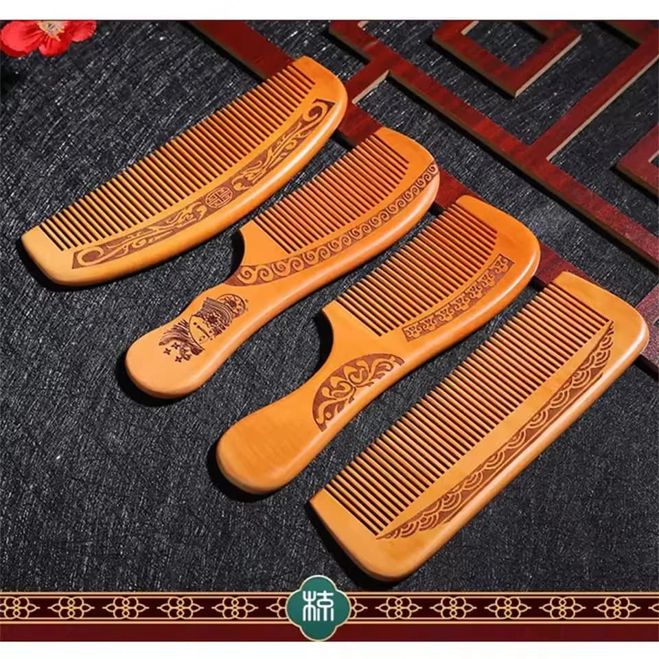 4 pezzi pettine per capelli set antistatico fatto a mano in legno di pesca naturale pettine massaggio alla testa pettine in legno di sandalo cura dei capelli spazzola per capelli strumento per lo styling