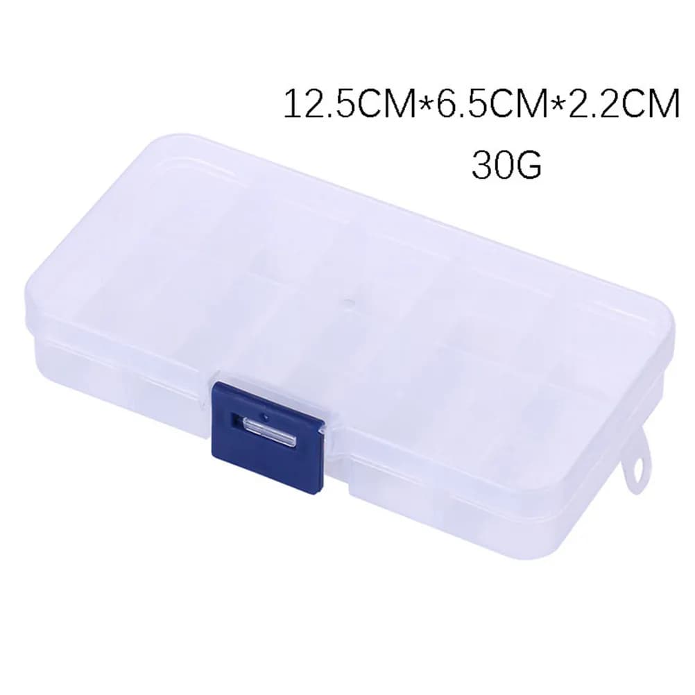 Set di 5 Contenitori Organizzatori per Gioielli, Scatola Trasparente con 10 Scomparti, Portaoggetti da Scrivania, Contenitore per Attrezzatura da Pesca